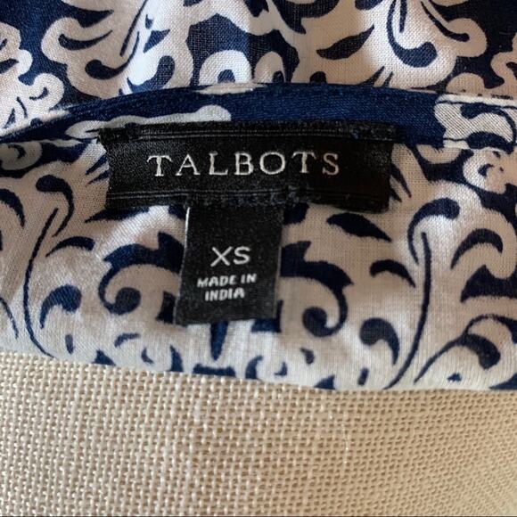 Talbots Navy and White Floral Cotton Tunic Size XS - Picture 6 of 6